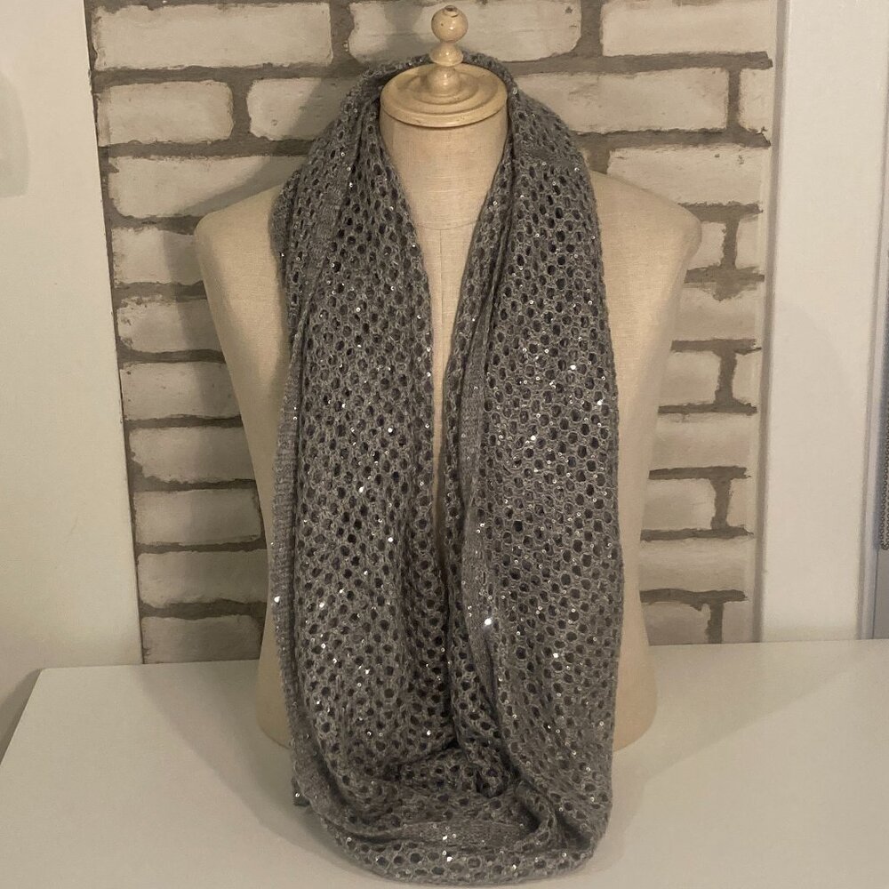 Grey Sparkly Mesh Tube Scarf